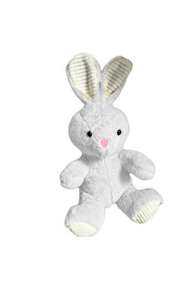 velve Iepuras de plus Easter Riko, cu nas roz, inaltime 30cm, Alb