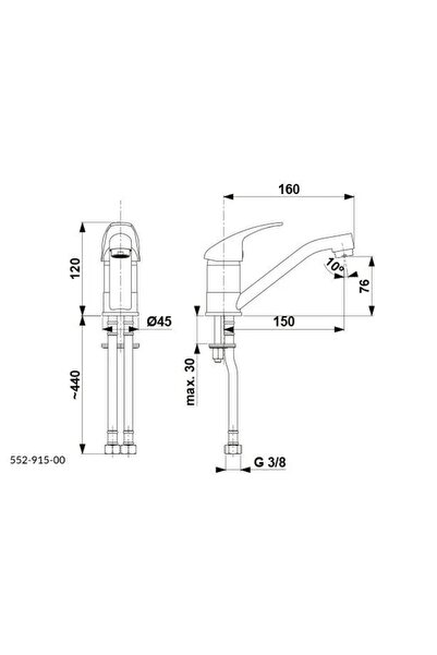 KFA Armatura Baterie de lavoar Baryt 552-915-00 Crom
