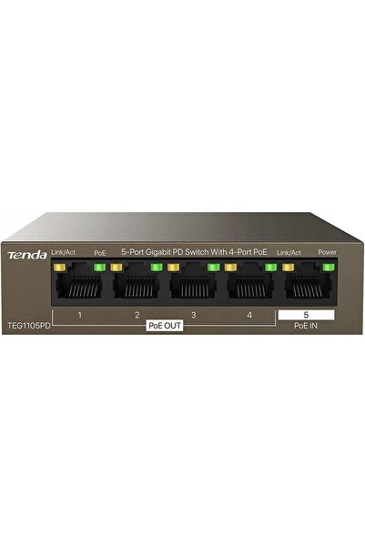 NO BRAND Switch TENDA TEG1105PD Gigabit Ethernet, 5 porturi, funcție PoE