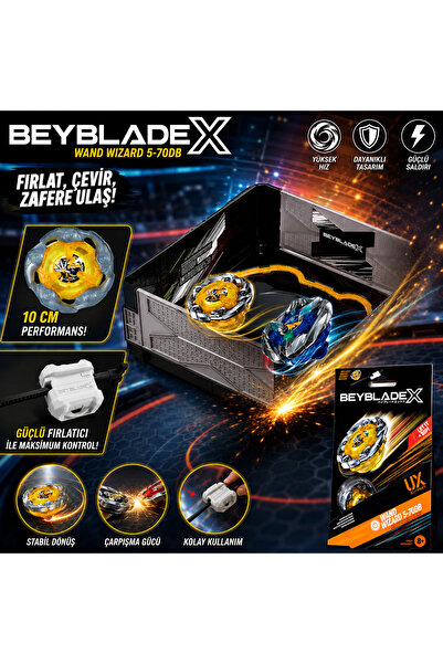 Cici Oyuncak Beyblade X Wand Wizard 5-70DB Metal Savaş Topacı ve Çekmeli Fırl...