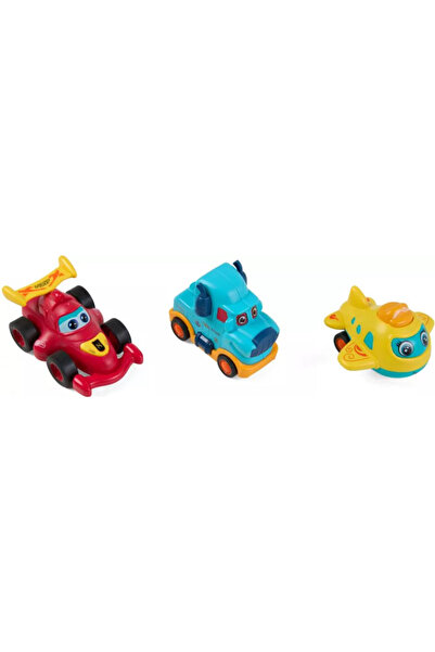 MomKi SET 3 VEHICULE ACTIONATE PRIN INERTIE- CAMION ALBASTRU, MASINA DE CURSE...