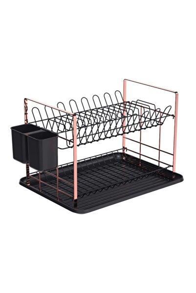 hey Dish Rack, Matte Chrome Finish, with Plastic Tray and Cutlery Holder, 48x...