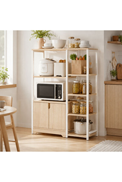 Generic Kitchen Microwave Stand with Storage Cabinet, 5-Tier Bakers Rack, Lar...