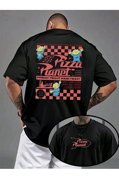 SVART WEAR Καλοκαιρινό μπλουζάκι με στάμπα Pizza Planet, μεγάλου μεγέθους, με...