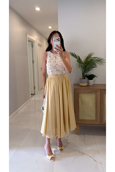 BİRCANÇİL Visol Yellow Lined Skirt