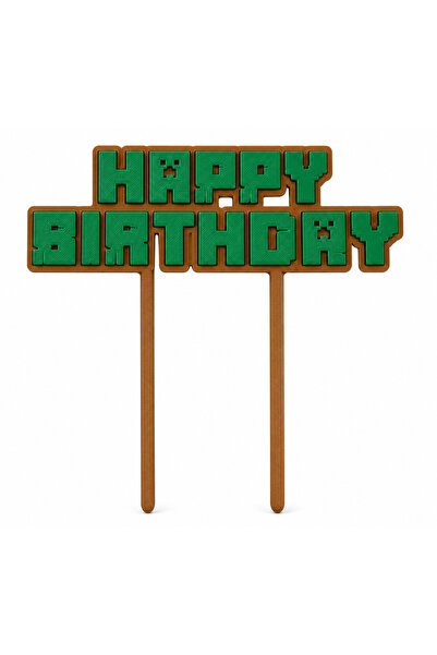 LİYA3D Minecraft Temalı Happy Birthday Pasta Süsü | 3D Baskı Doğum Günü Cake ...