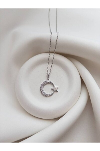 Minne Jewelry-Accessory 316 L Steel Zircon Stone Moon Star Necklace - Silver ...
