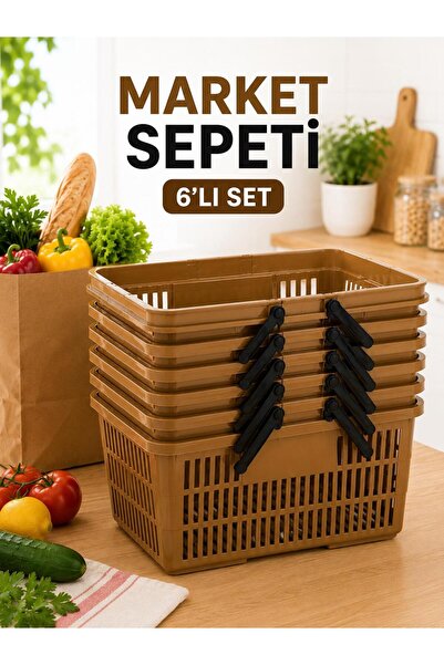 LOREMPBOX 6-Piece Market Basket Multi-Purpose Plastic Shopping Basket with Er...