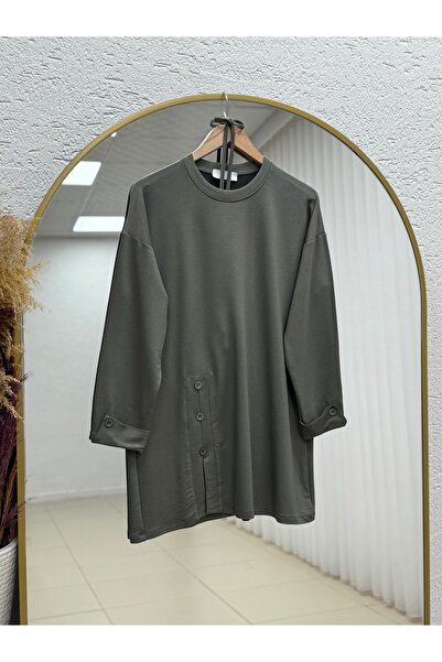 Holehola Altınay Tunic with Sleeves and Six Buttons - Zn2147 Khaki