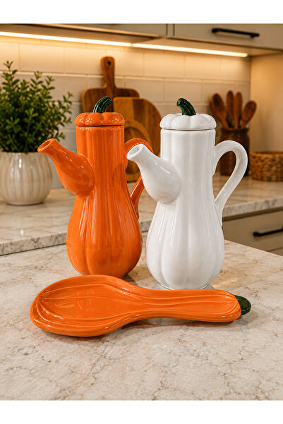 Hilamingo Home 3' lü Set 1 Adet Balkabak Kaşıklık 2'li Bal Kabak Yağdanlık