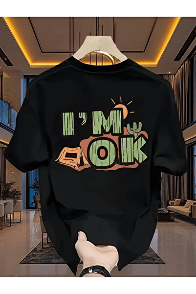one button Premium majica sa detaljnim štampanim natpisom "I'm Ok Camp"
