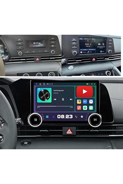 Carplayer شاشة أندرويد هيونداي إلنترا بتصميم ماسي ومقبضين مزدوجين موديل 2021-...