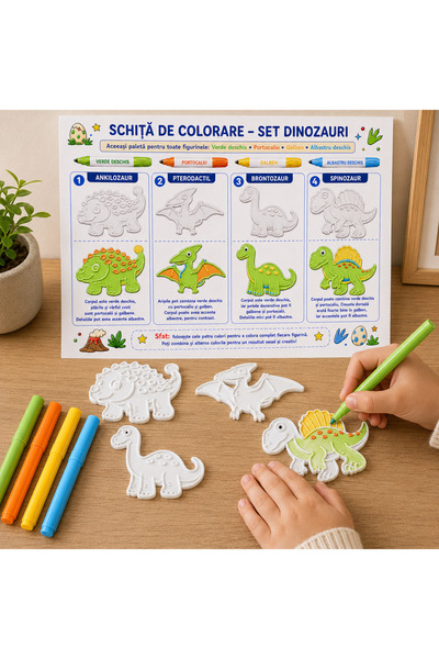 sportivoshop Set artizanat creativ de colorat pentru copii, tematica dinozaur...
