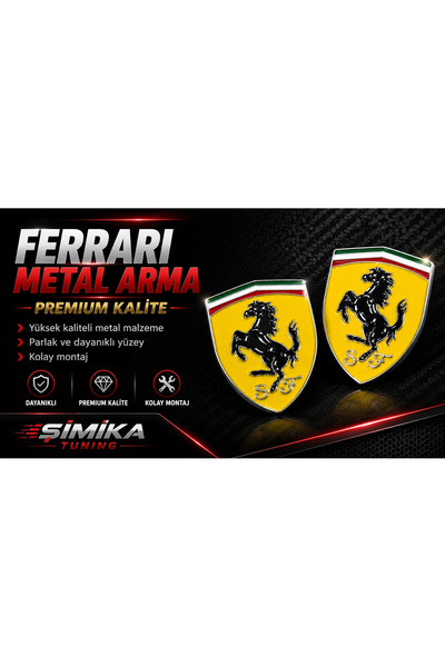 şimika tuning tuningmarketim شعار فيراري المعدني الأصفر - طقم من قطعتين من إك...