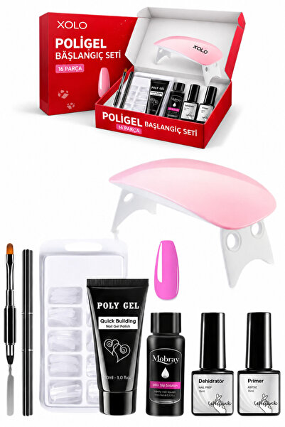 xolo 16 Parça Polijel Oje Yapma Seti Neon Mor Evde Poligel Nail Art Seti