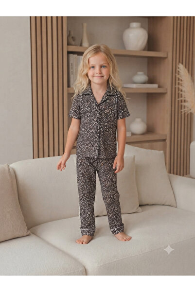 CUBBUX Set de pijamale leopard pentru fete, din bumbac, croială confortabilă,...