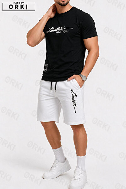 EFFRENATU Limited Edition Printed Cotton Fabric Unisex T-Shirt-White Shorts Set