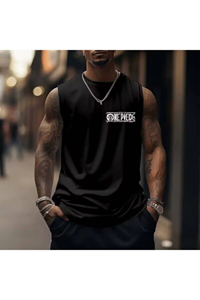 JANTIL MODA 💯 One Piece Baskılı Geniş Askılı Erkek Atlet - Özel Tasarım Spor...