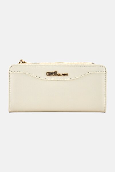 Cavalli Class Women Brand Logo Long Wallet, Ivory
