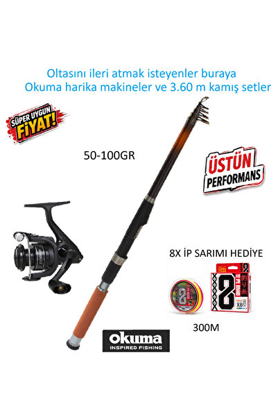 Okuma Revenger A RV-6000A Olta Makinesi+Cougar 3.60m 50-100gr Tele Kamış