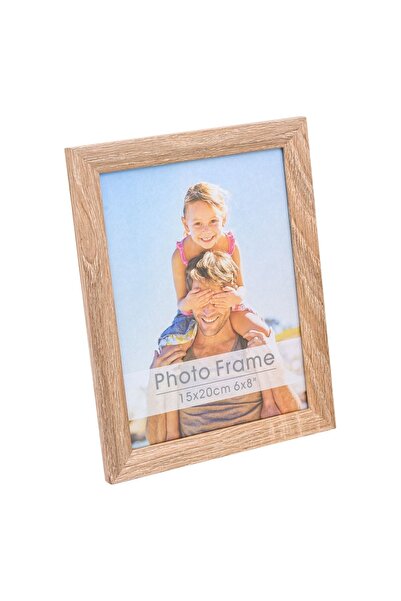 OEM Ramă foto decorativă din MDF, cu aspect de lemn deschis, 15x20cm, maro