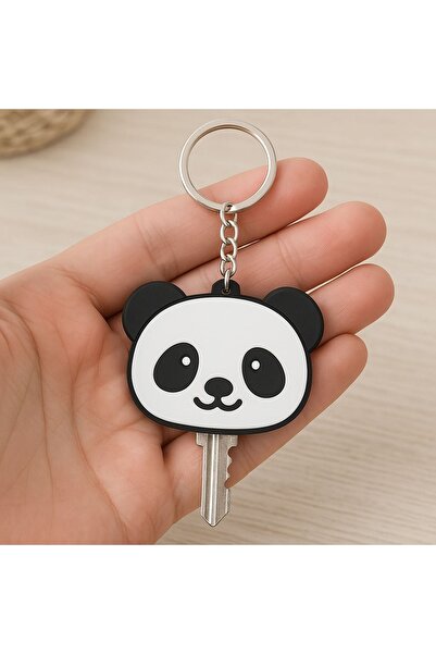 OEM Husă de chei din silicon cu panda drăguț, cu inel metalic și lanț