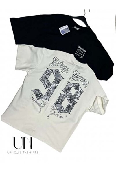UniqueStuff Men's Summer T-shirt with 98 drawing and Tokyo Tatto writing