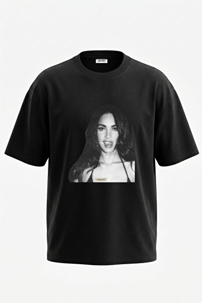 Anetos Megan Fox dizajn, štampana oversize crna majica