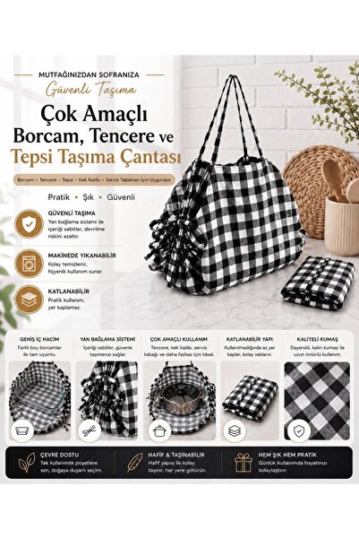 VEROKSA Çok Amaçlı Borcam Tencere Tepsi Taşıma Çantası | Ayarlanabilir Büzgül...