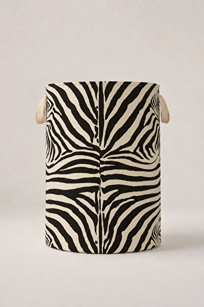 dekomall home & living Zebra Patterned Laundry Basket - 36X50 cm