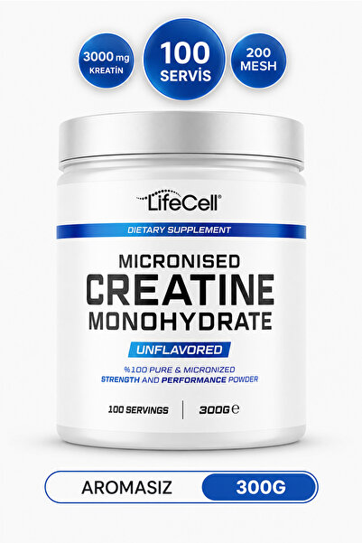 Lifecell CREATINE MONOHYDRATE | 300 G 200 Mesh Mikronize Aromasız Kreatin 300...