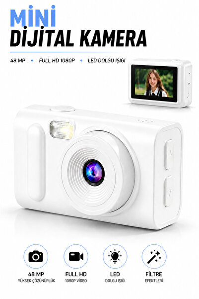 RAYLAX Cep Boy Mini Dijital Fotoğraf Makinesi LED Dolgu Işıklı Kompakt Vlog K...