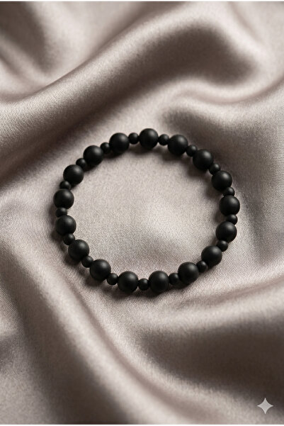 ZGNOVA Handmade Onyx Round Natural Stone Flexible Bracelet