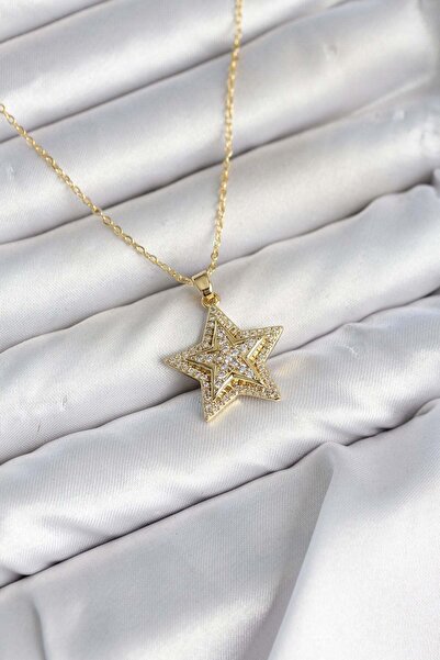 Inure Jewelry 316L Steel Chain Gold Color Zircon Stone Star Model Women's Nec...