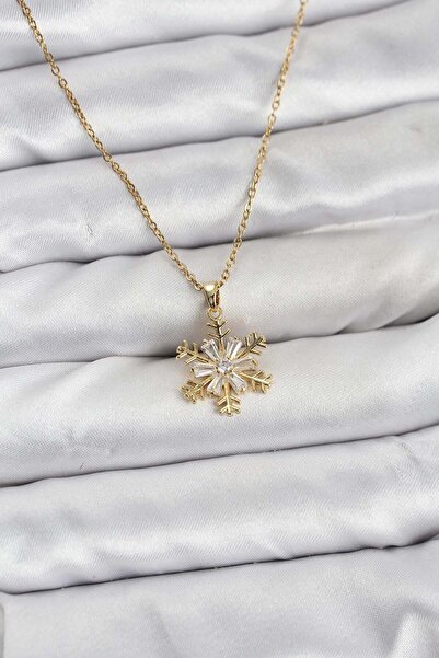 Inure Jewelry 316L Steel Chain Gold Color Snowflake Model Zircon Stone Women'...