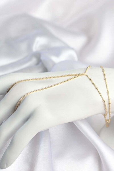 Inure Jewelry Gold Color Minimal Zircon Stone Waterway Model Şahmeran