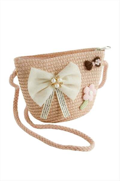 HOŞGÖR ACCESSORIES Children's Fiyong Pearl Tulle Straw Bag