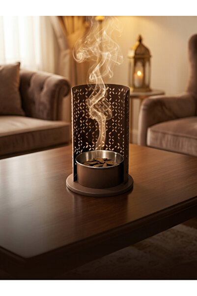 Adeem Modern Metal Incense Burner Brown Color Luxurious Hollow Design