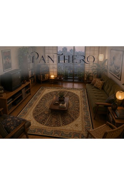 Panthero Home Siyah Altın Otantik Madalyon Desenli Kaymaz Taban Süngerli Yıka...