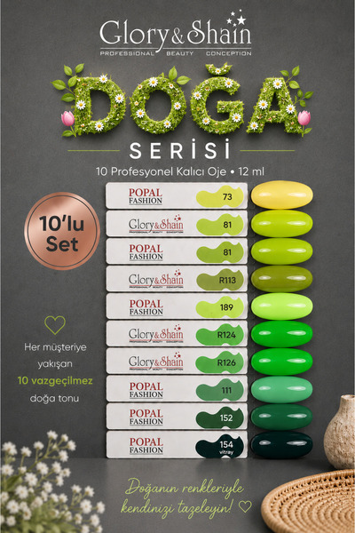 Glory&Shain Kalıcı oje Set 10 adet ''Aşk Serisi''protez tırnak