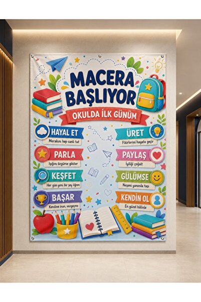 okul posterleri Okulda İlk Günüm Etkinlik Perdesi (160x210 cm)