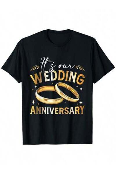 KYMC07 تي شيرت "It's Our Anniversary Happy Wedding Just Married"، مناسب للارت...