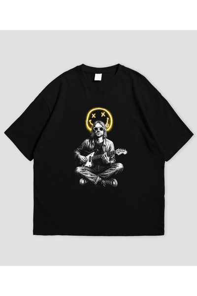 Grafftee Clothing تي شيرت كورت كوبين مطبوع للجنسين مقاس كبير
