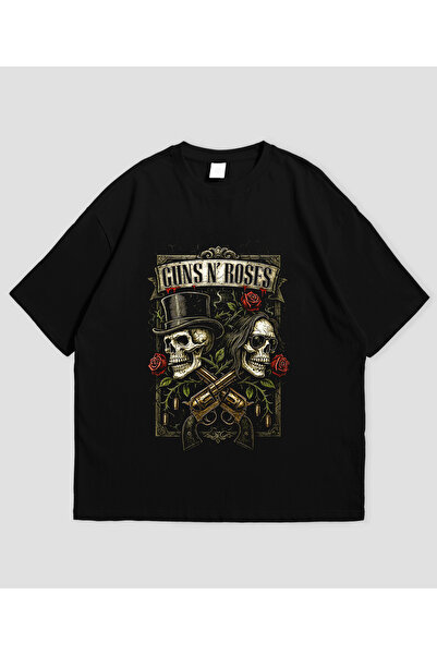 Grafftee Clothing Μπλουζάκι Unisex Oversize με στάμπα Gun N Roses