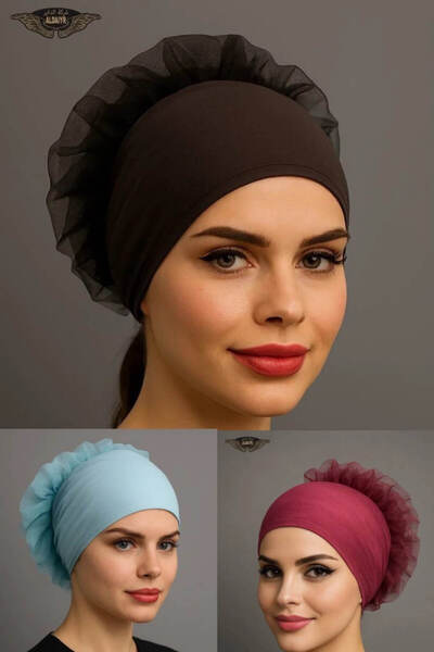 ALDAIYR 3 Pcs Ruffle Bonnet Hijab Bonnet