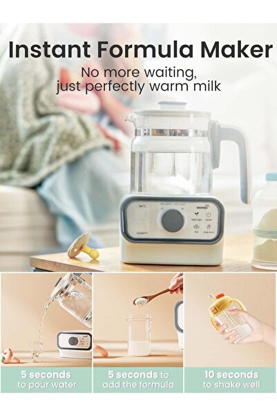 GROWNSY Baby Instant Warmer, Glass Water Boiler with Accurate Temperature Con...