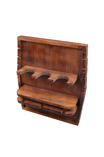 LimArt Suport de Perete pentru Vin, Model Baril Rustic, Capacitate 3 Sticle s...