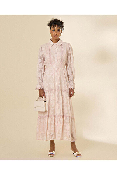 REDTAG Women Pink Floral Tiered Shirt Dress