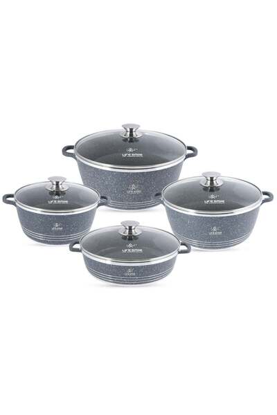 Lifesmile Life Smile 8-Piece Nonstick Granite Cookware Set – Cookwares with S...