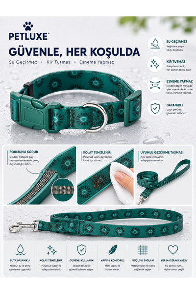 Pet Luxe Yumuşak Kaplamalı Ayarlanabilir Köpek Boyun Tasma Seti Esneme Yapmaz...
